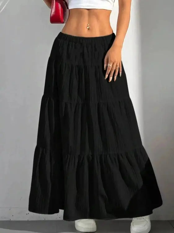 Radically Authentic Flowy Tiered Maxi Skirt