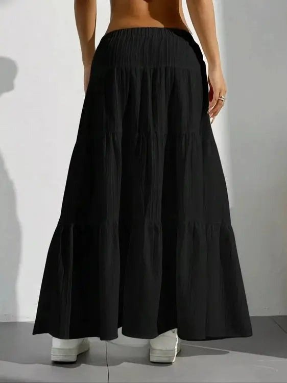 Radically Authentic Flowy Tiered Maxi Skirt