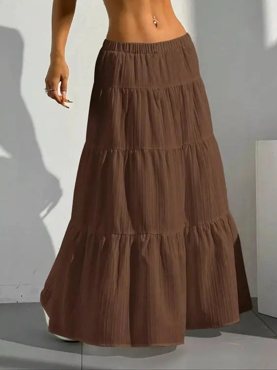 Radically Authentic Flowy Tiered Maxi Skirt