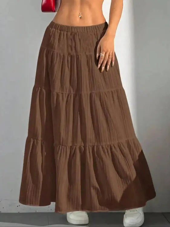 Radically Authentic Flowy Tiered Maxi Skirt