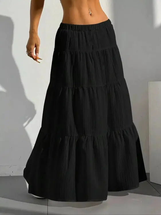 Radically Authentic Flowy Tiered Maxi Skirt