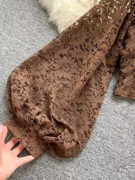 Refined Boho Lace Tie Back Long Sleeve Top