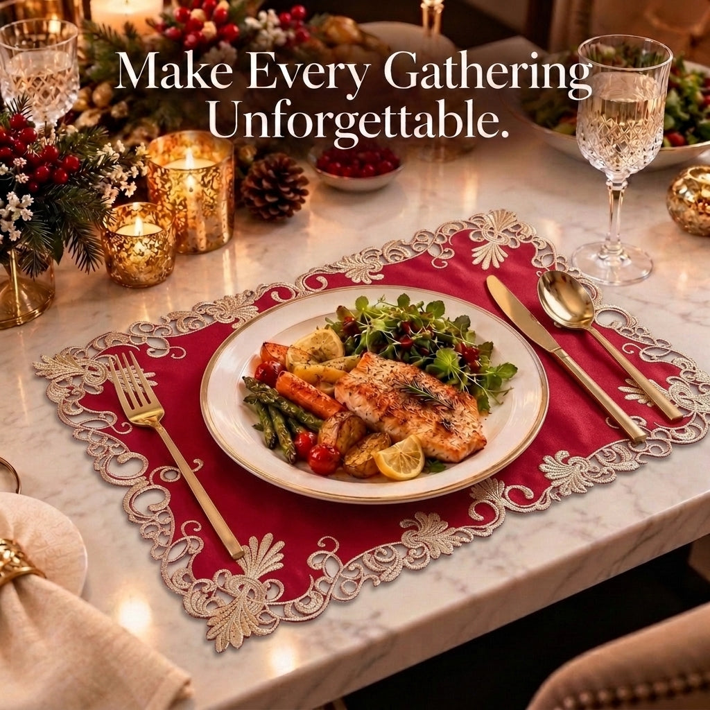 Burgundy Gold Placemats – Burgundy Charm, 12x18 Inch
