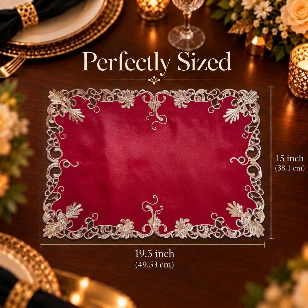 Burgundy Gold Placemats – Burgundy Charm, 12x18 Inch