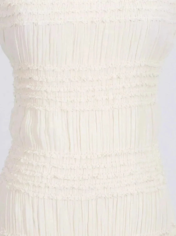Ruched Halter Neck Smocked Maxi Dress