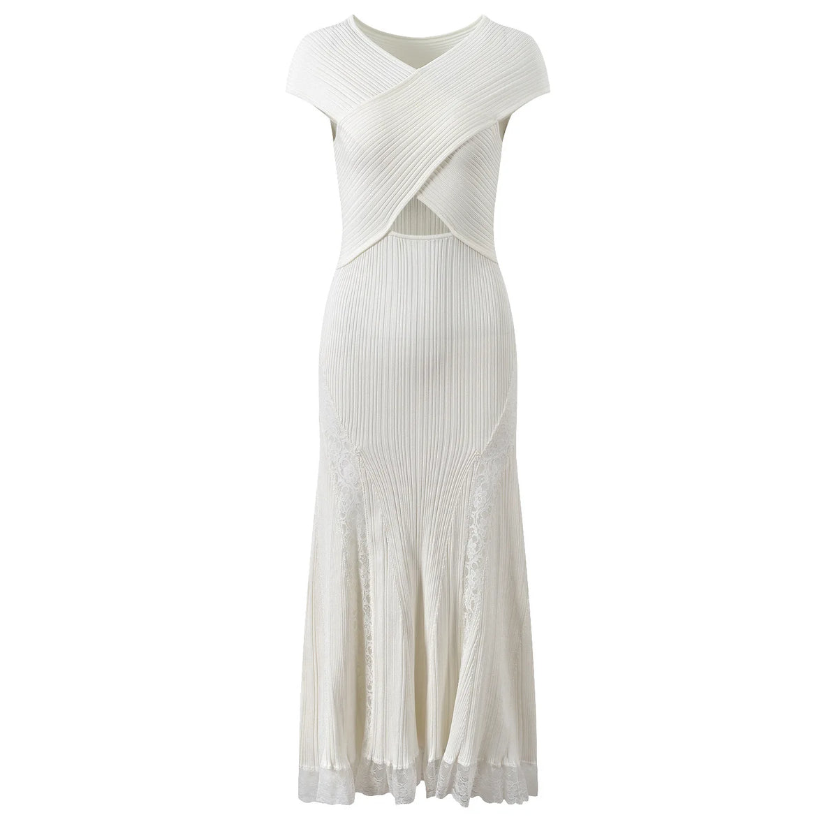 Radiant Knit Lace Midi Dress