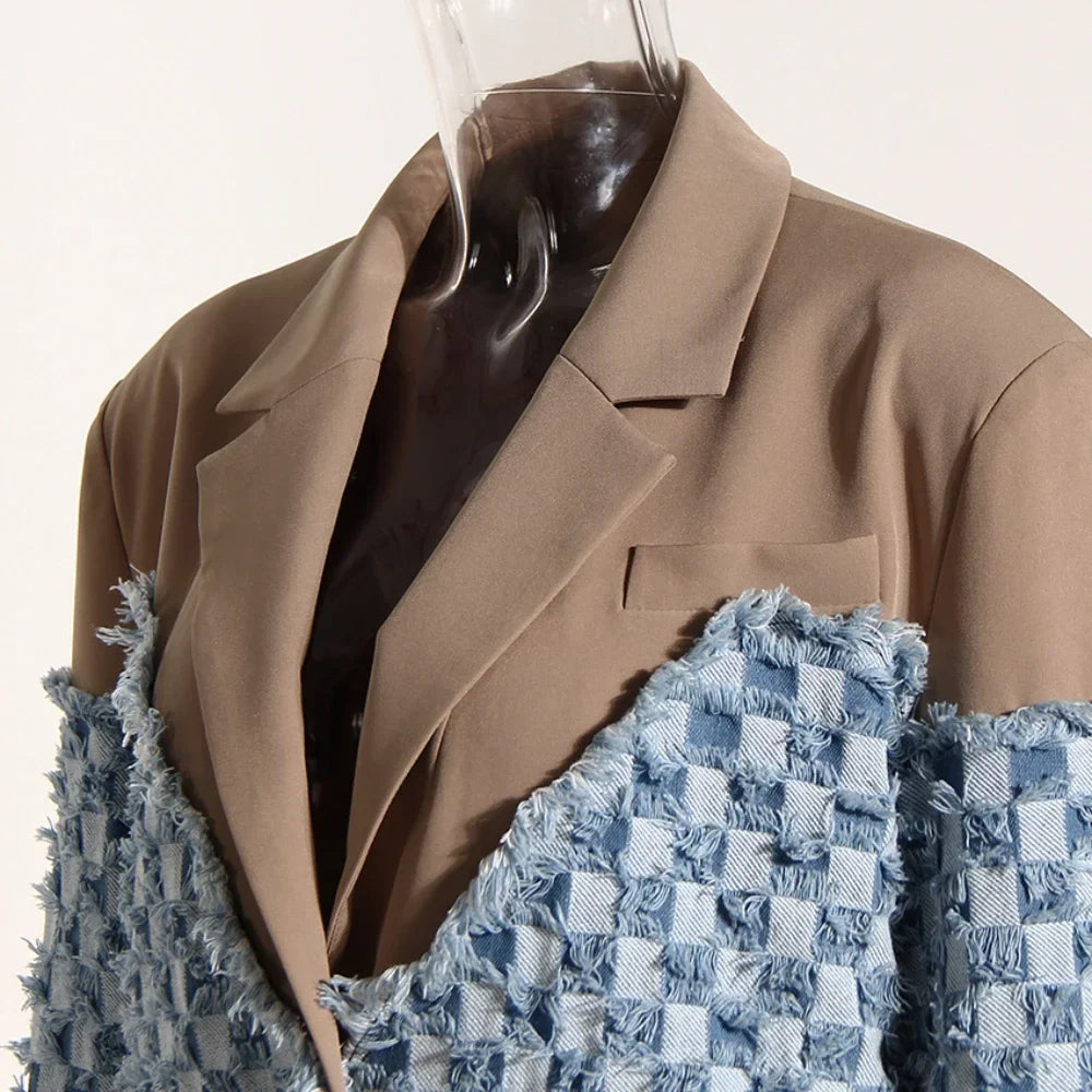Audacious Spliced Raw Edge Blazer