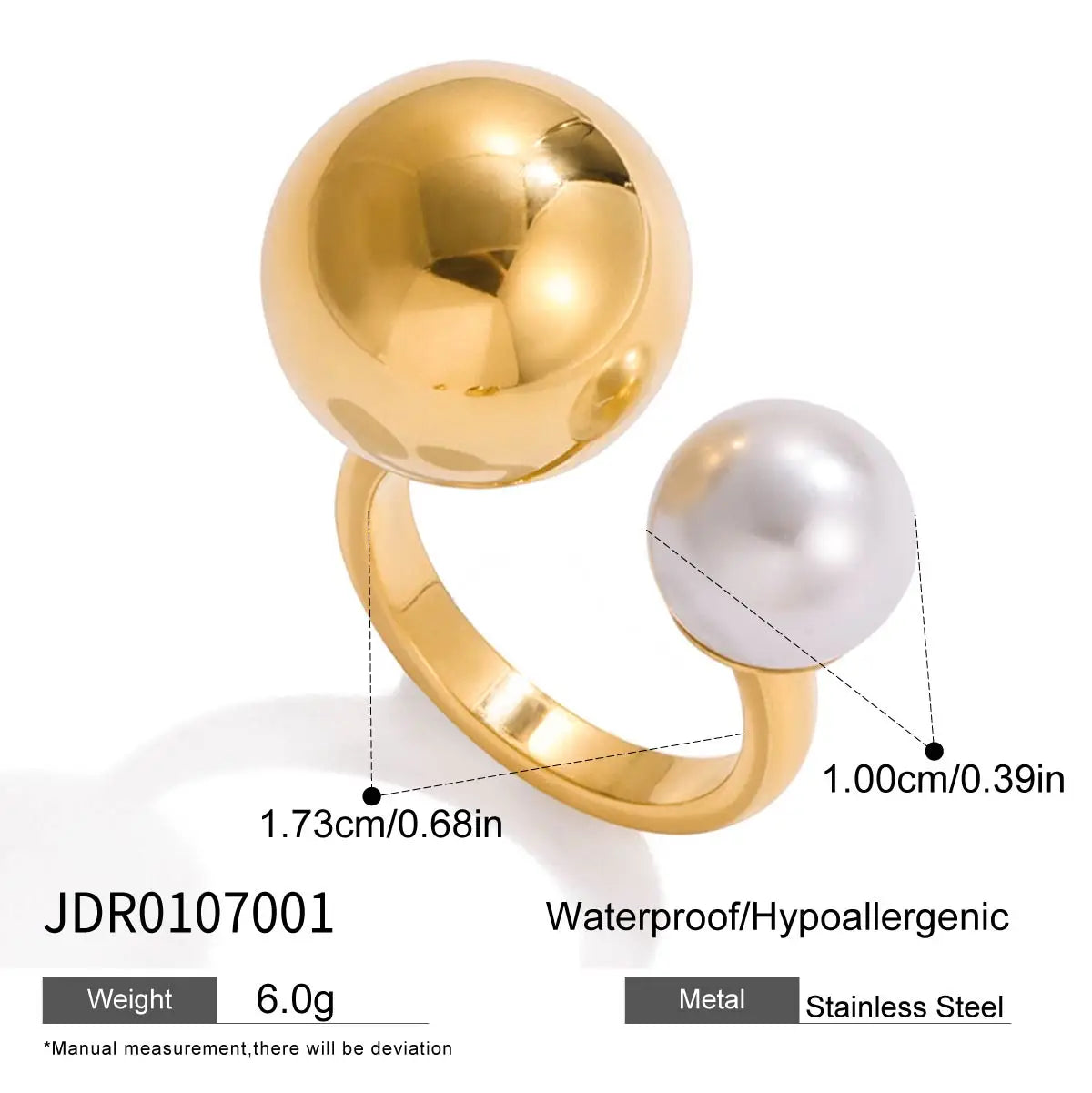 Worthy Gold Pearl Sphere Ring