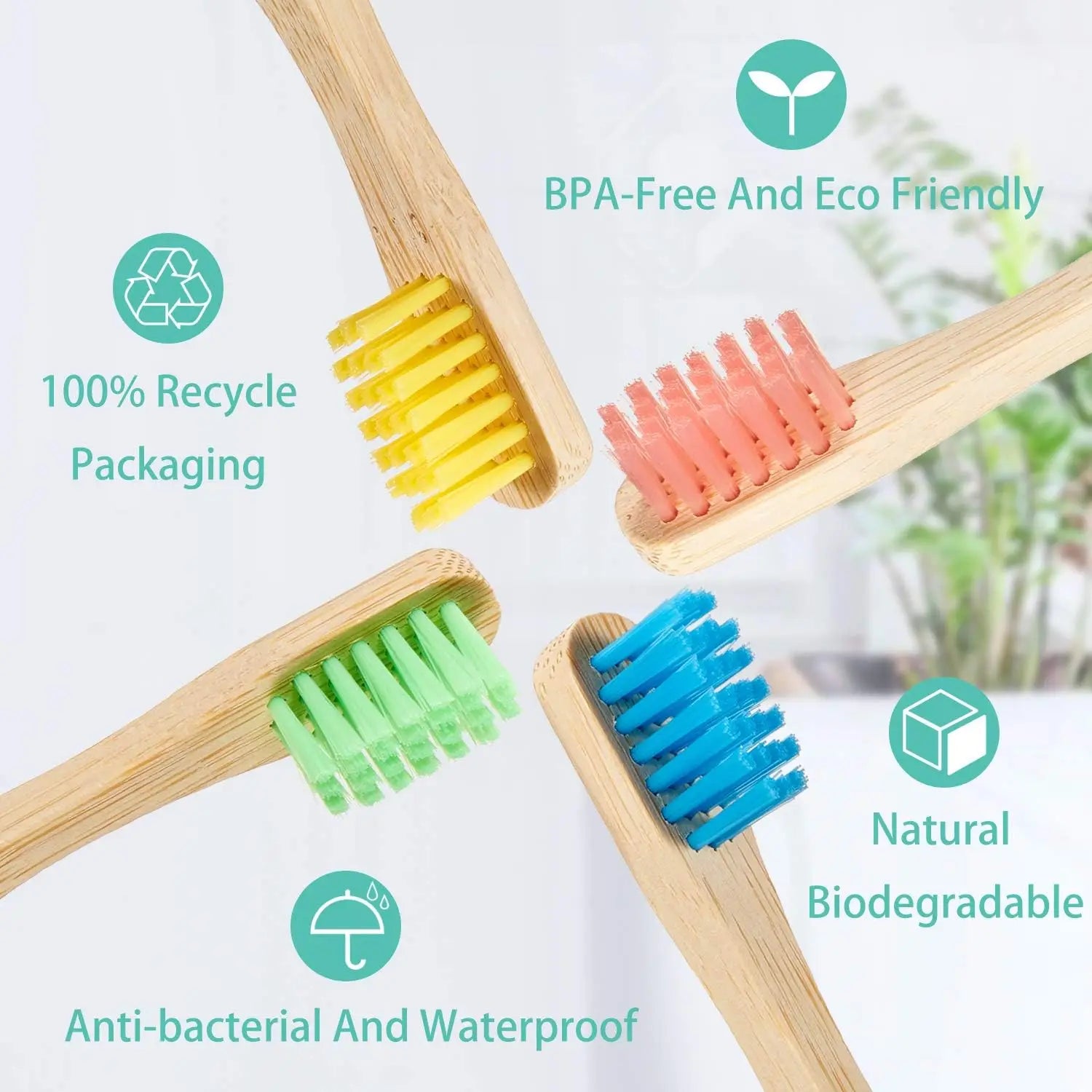 10-pack Eco Friendly Bamboo Toothbrush Set