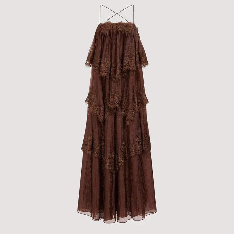 Divine Embroidered Tiered Maxi Dress