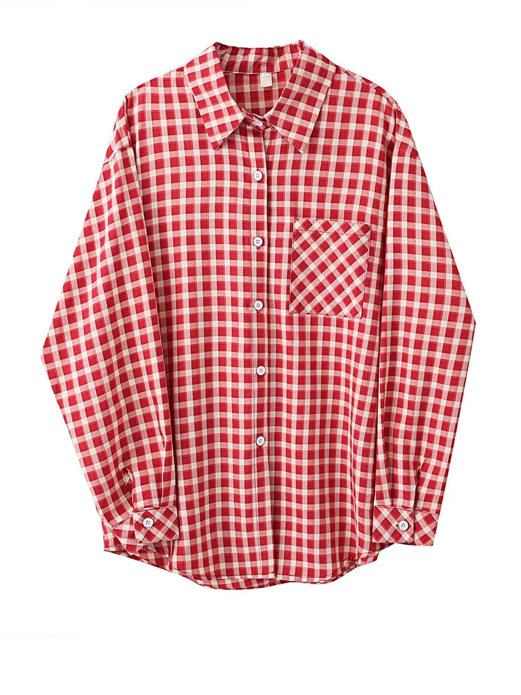 Adventurous Plaid Loose Blouse