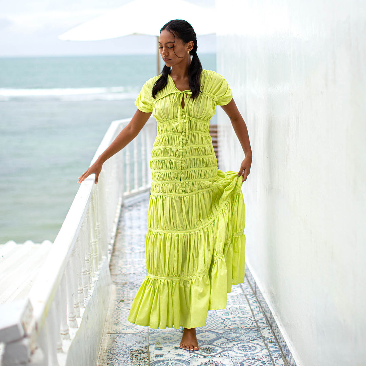 The Srikandi Maxi Dress In Lime Green