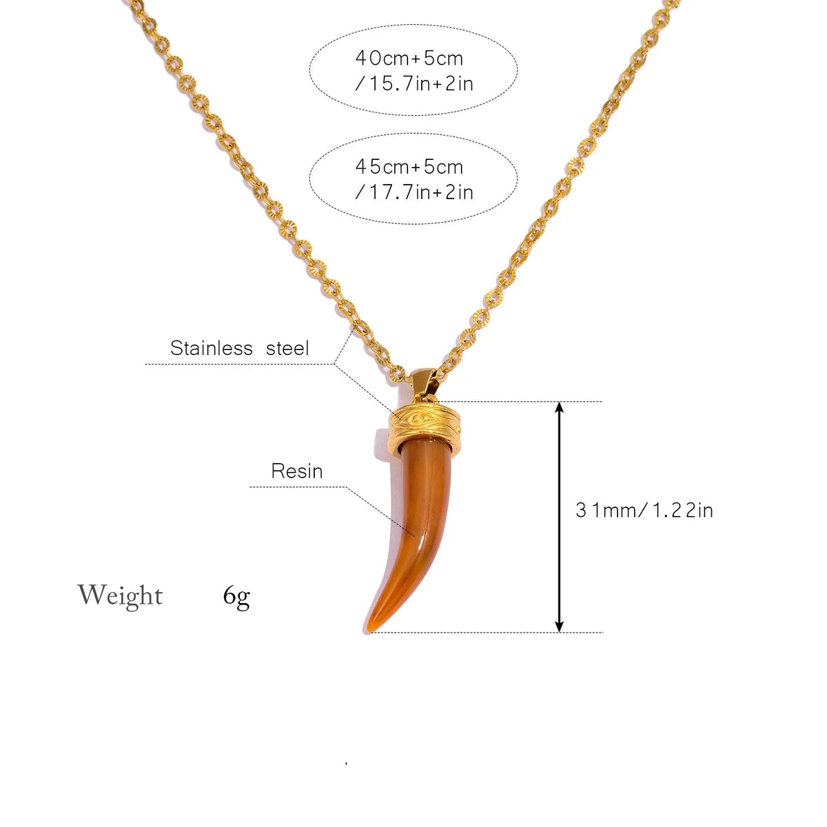 Fearless Gold Resin Pendant Necklace