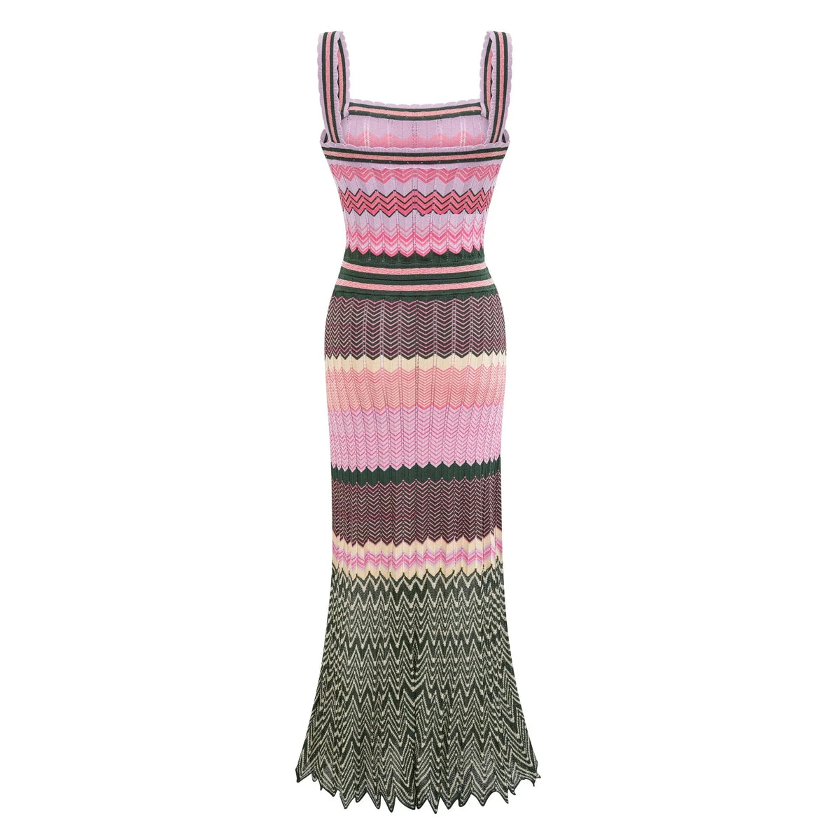 Vibrant Knitted Geometric Maxi Dress