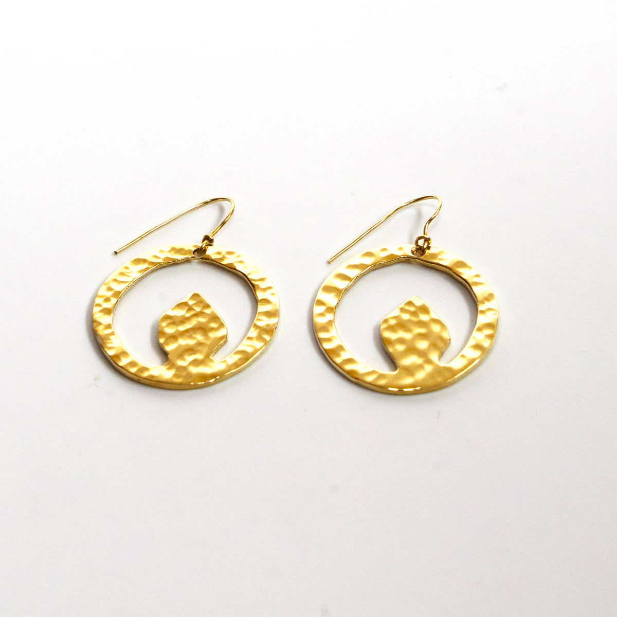 Hammered Irregular Disc Brass Earrings | Tembo