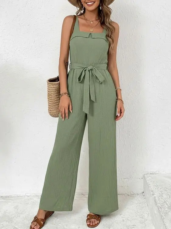 Tie Waist Wide Leg Jumpsuit