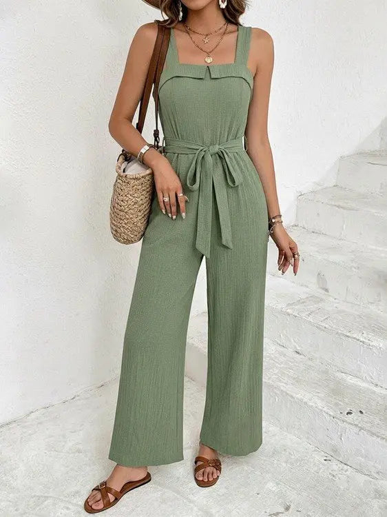 Tie Waist Wide Leg Jumpsuit