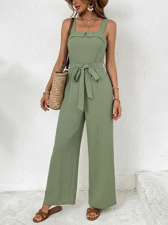 Tie Waist Wide Leg Jumpsuit