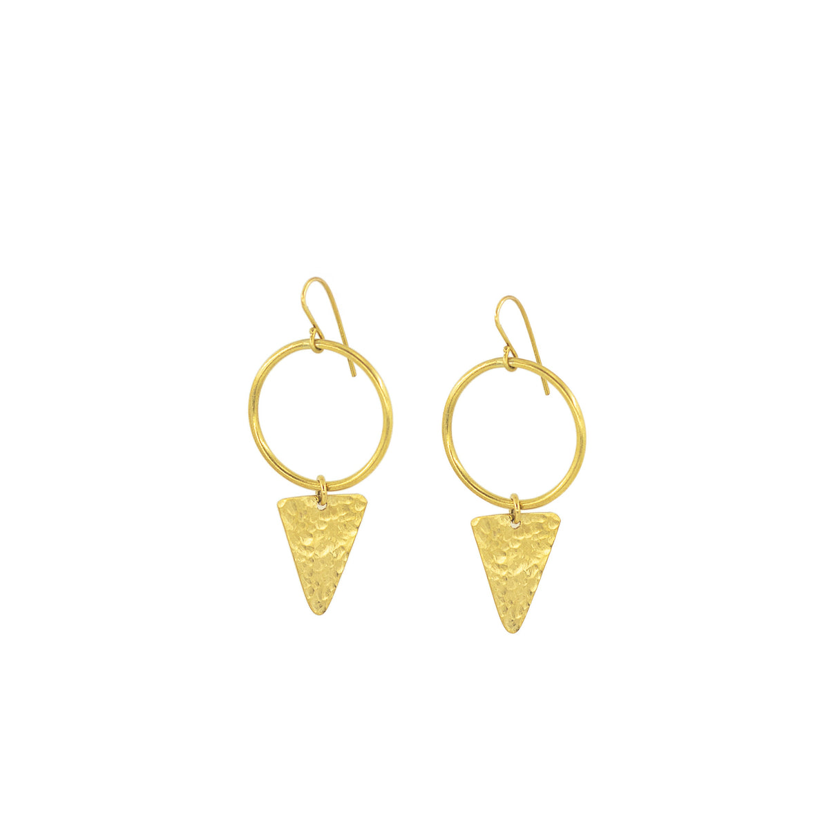 Circle Hoop with Triangle Drop Brass Earrings | Wema
