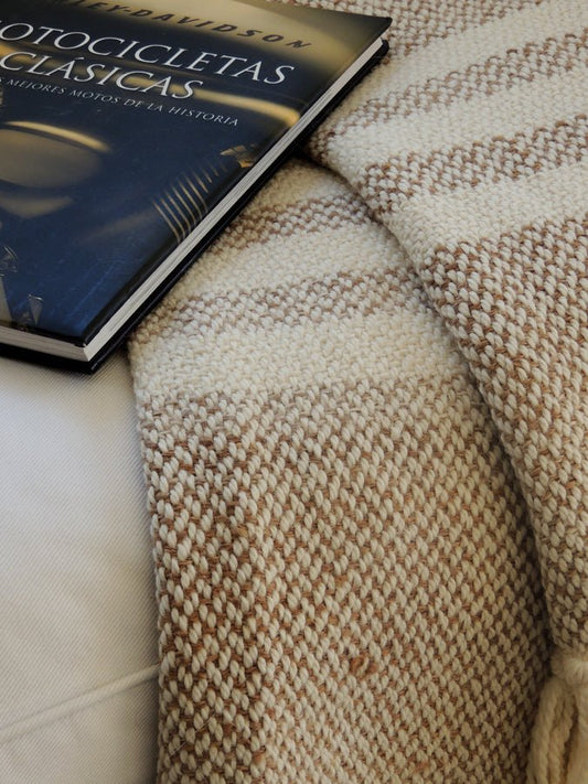 Camel Stripes Wool Blend Blanket
