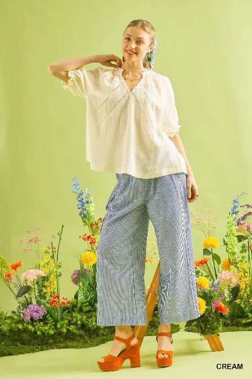 Umgee Cotton Gauze Ruffle Top