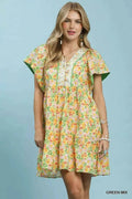 Umgee Mix Floral Tiered Mini Dress with Side Pockets