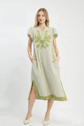 Umgee Stripe Midi Dress with Lace Trim