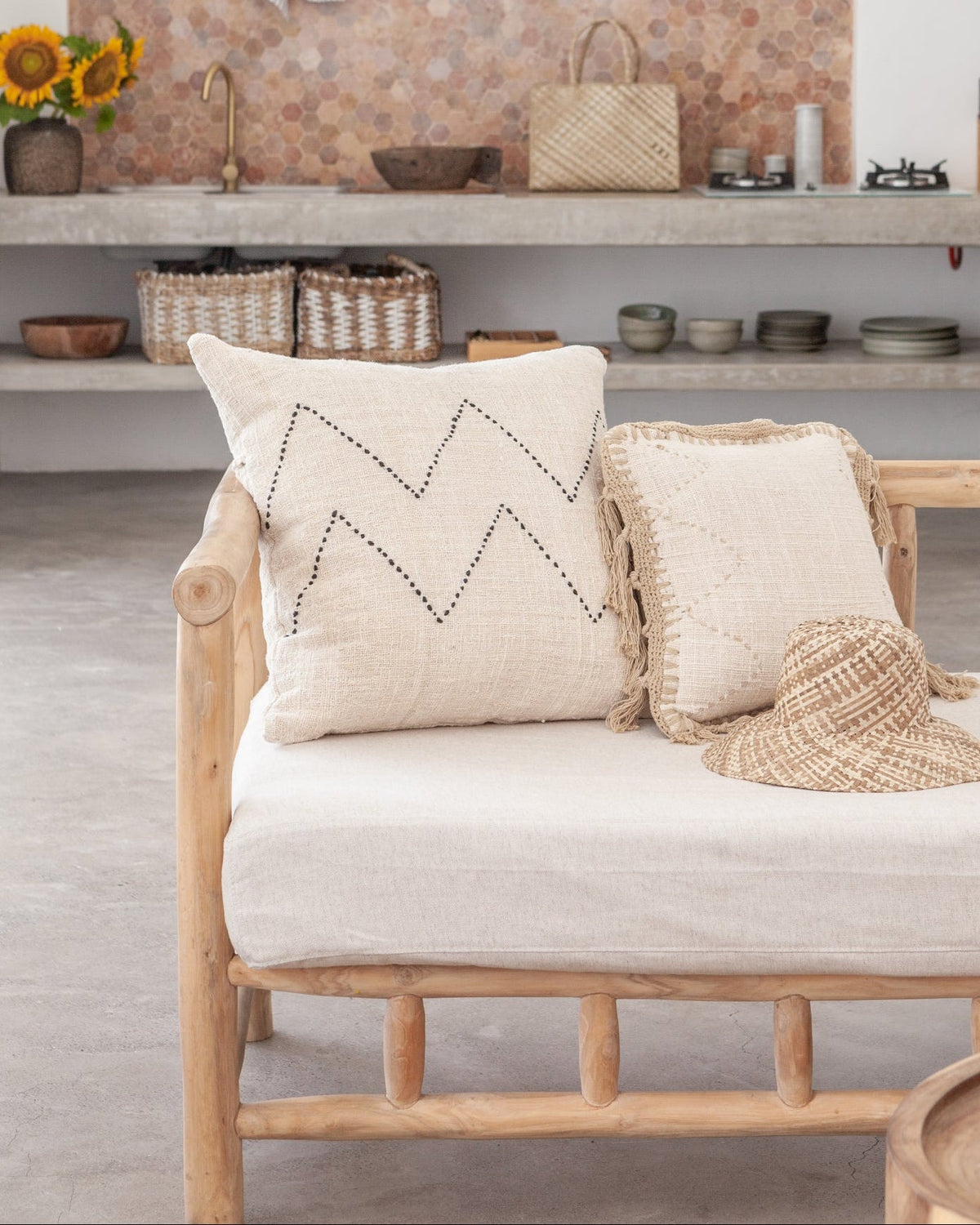 Nya Hand Stitched Cotton Throw Pillow