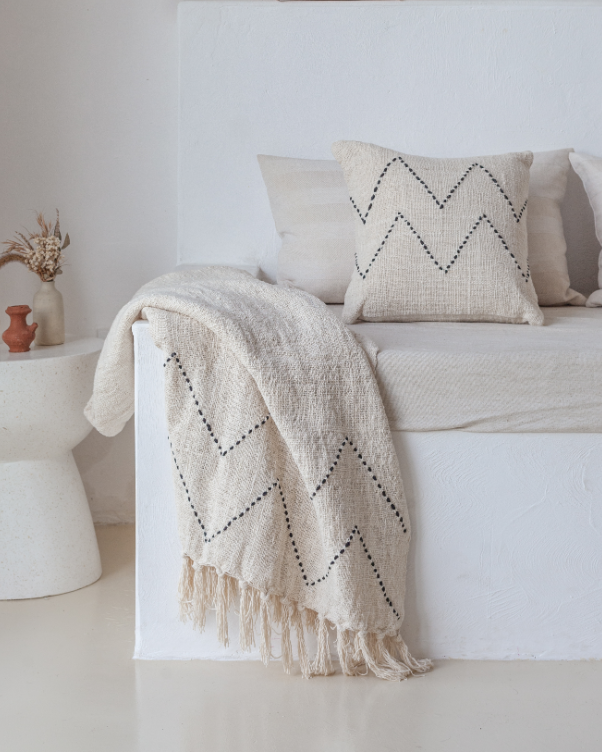 Nya Hand Stitched Cotton Throw Pillow