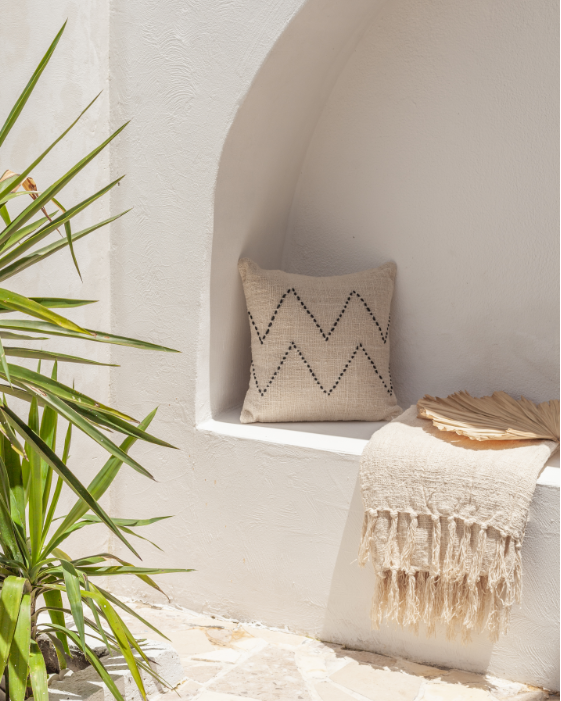 Nya Hand Stitched Cotton Throw Pillow