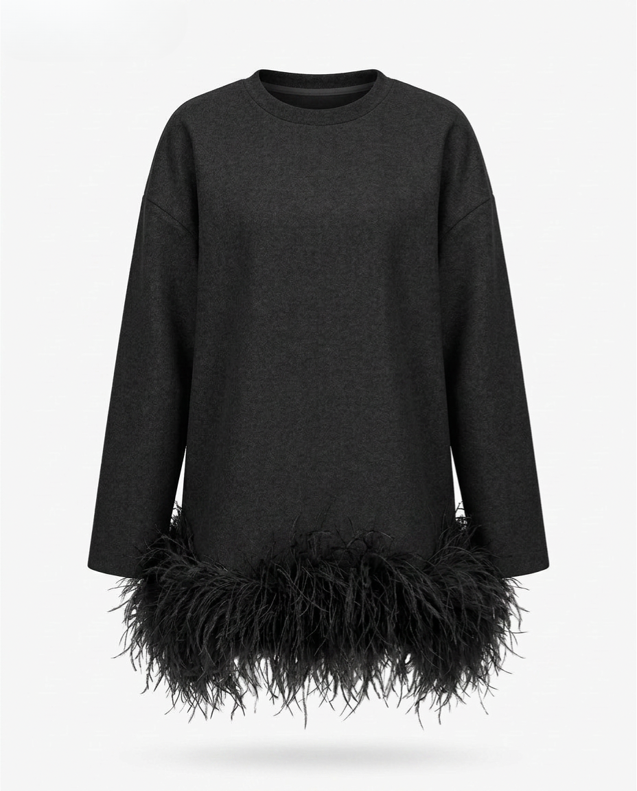 Audacious Feather Trim Sweatshirt