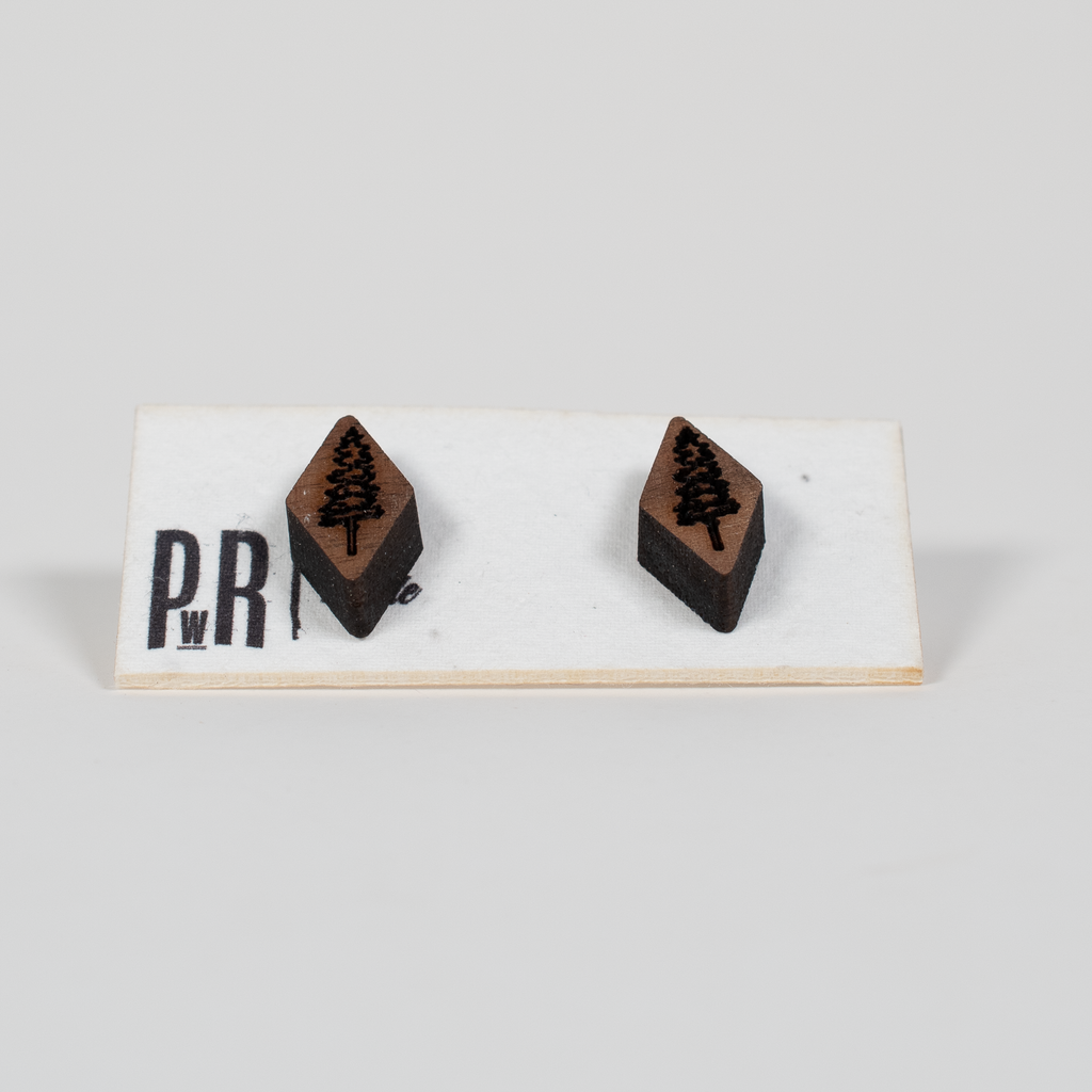 Small Wood Stud Earrings | Geometric Designs