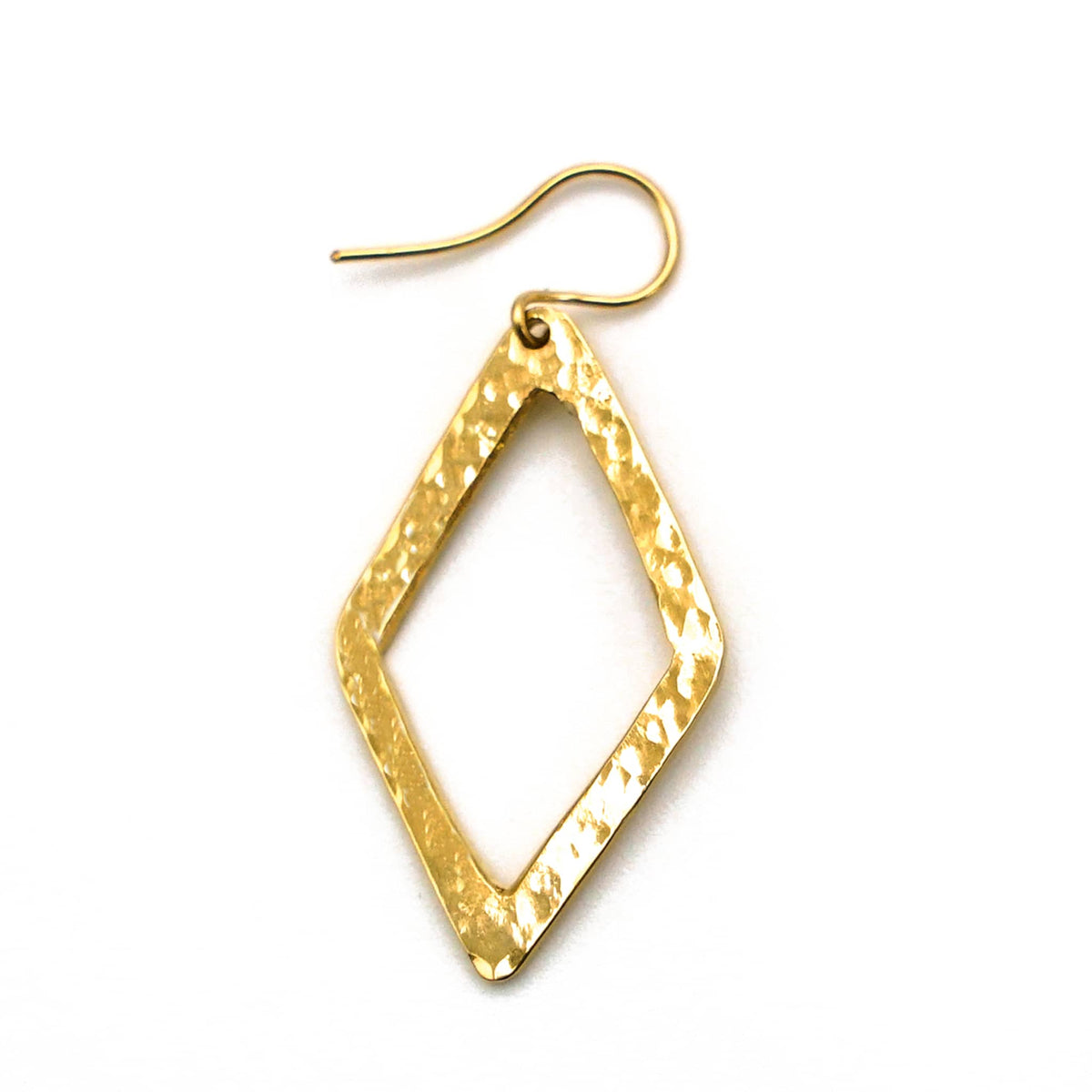 Hammered Diamond Brass Earrings | Wazi