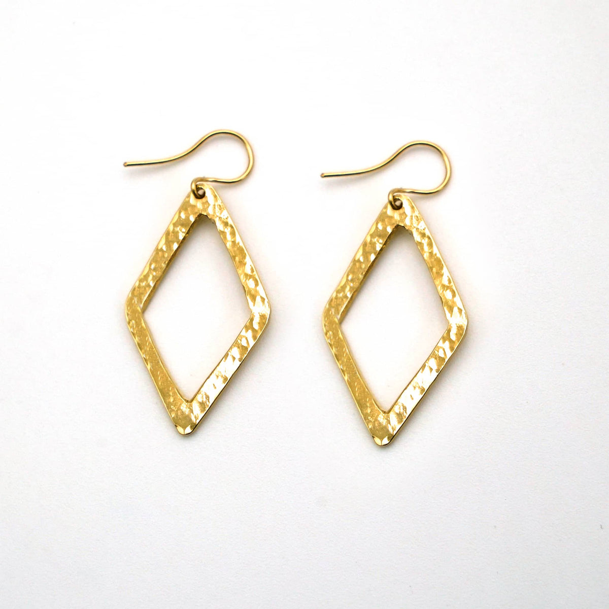 Hammered Diamond Brass Earrings | Wazi