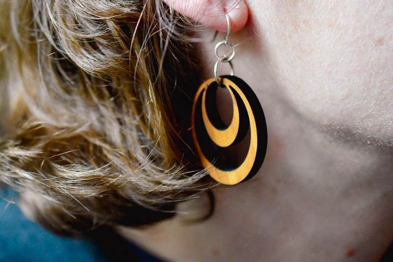 Wooden Hoop Earrings | Lightweight Sterling Silver