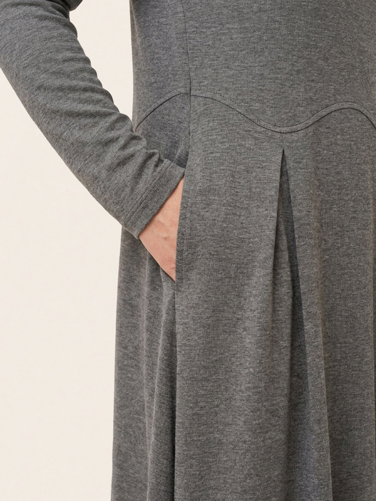 Wool Arc-Panel Sculpted Pleats Midi Dress CALISTA