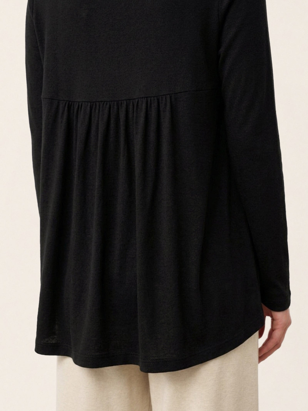 Wool Panelled Ruched Asymmetric Hem Top KALISTA