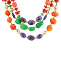 Zion Multi-Color Triple Strand Golden Statement Necklace