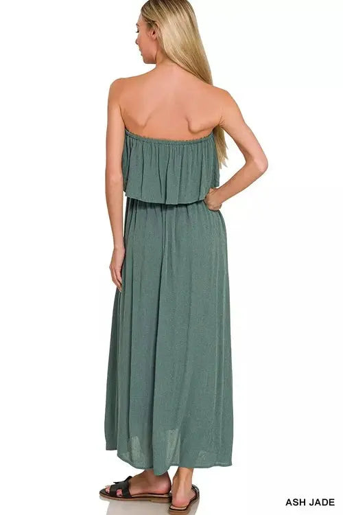 Zenana Woven Crinkle Maxi Dress for Effortless Style and Comfort