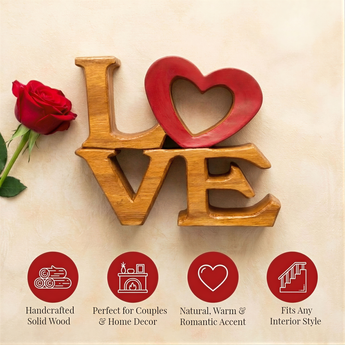 Wooden Love Sign – Elmija, Acacia Wood