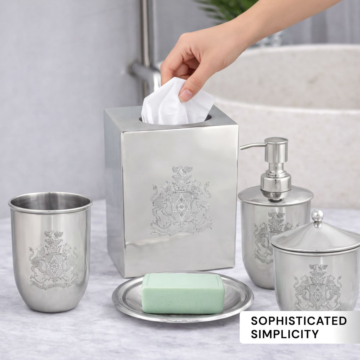Bathroom Set – Durkee, 5 Piece Silver