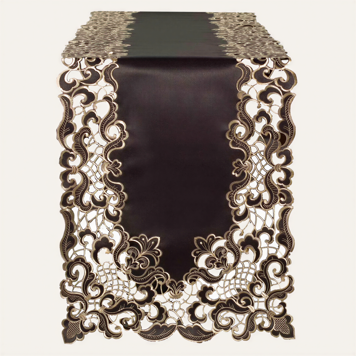Black Gold Table Runner – Noir Luxe, 14x108 Inch