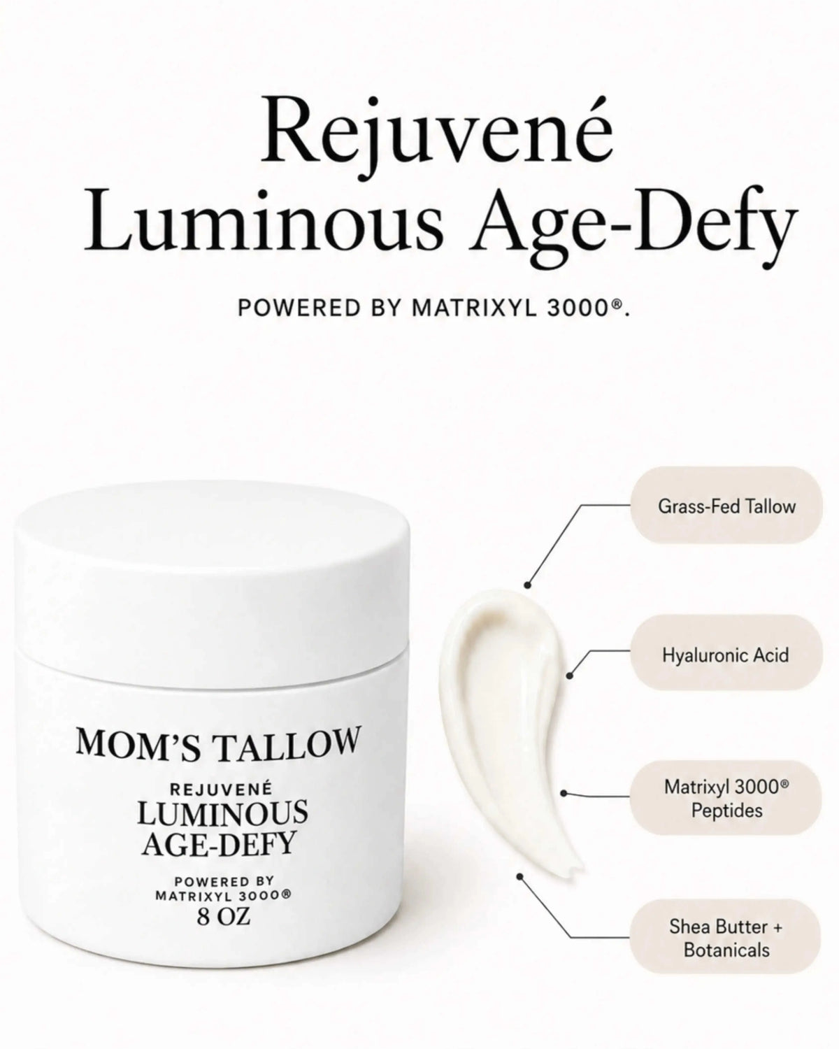 Advanced Rejuvené Luminous Age-Defy Face/Neck Cream: Featuring Matrixyl® 3000 (+ Free 4oz Deep Firming Serum) Eco My Home  Mom’s Tallow ecomyhome.store United States
