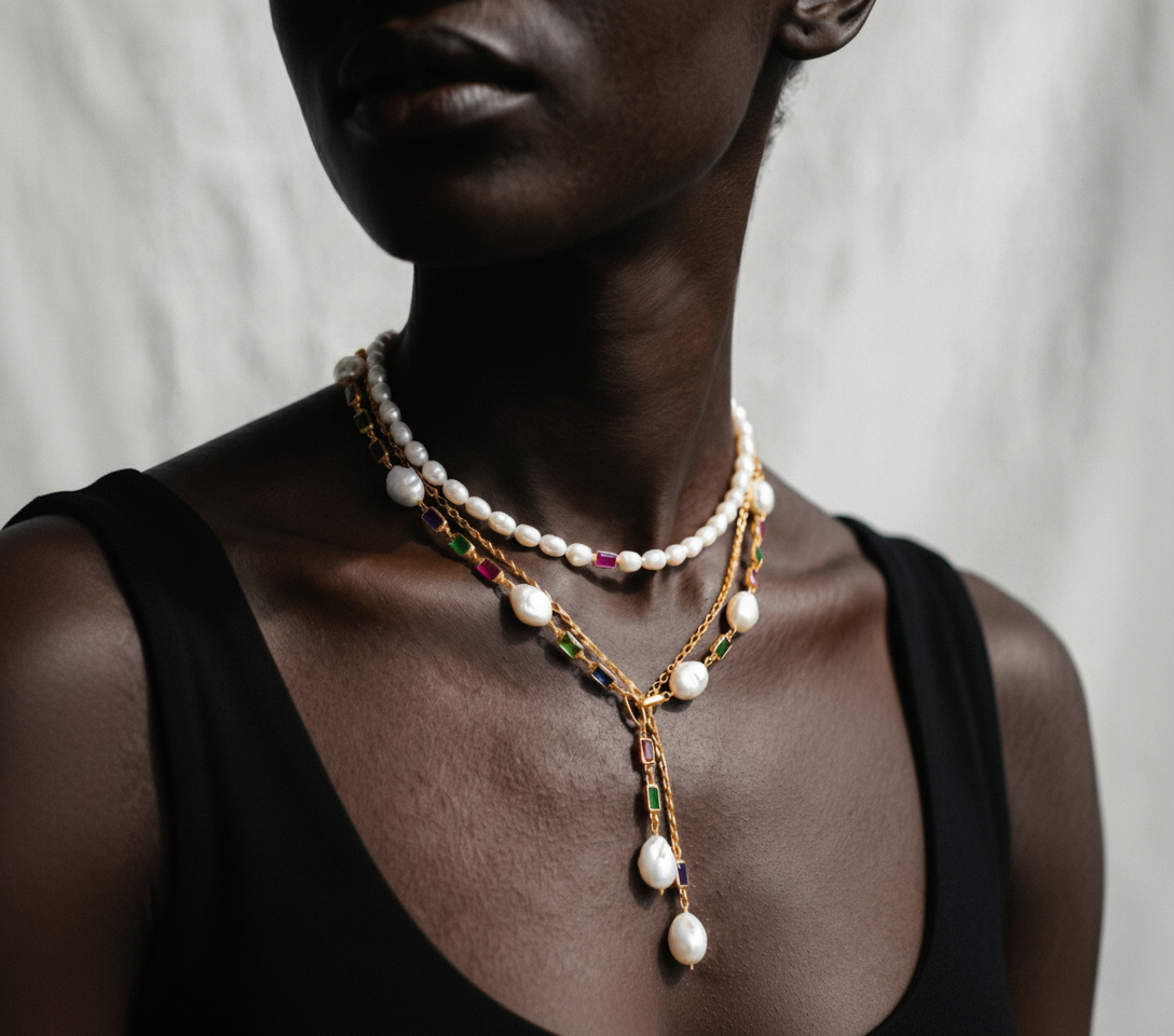 Divine Pearl Layered Lariat Necklace