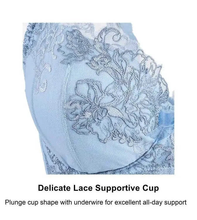 Ashley Embroidery Silk & Organic Cotton Supportive Plunge Bra Eco My Home Bras Salty Season LLC ecomyhome.store United States