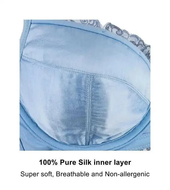 Ashley Embroidery Silk & Organic Cotton Supportive Plunge Bra Eco My Home Bras Salty Season LLC ecomyhome.store United States
