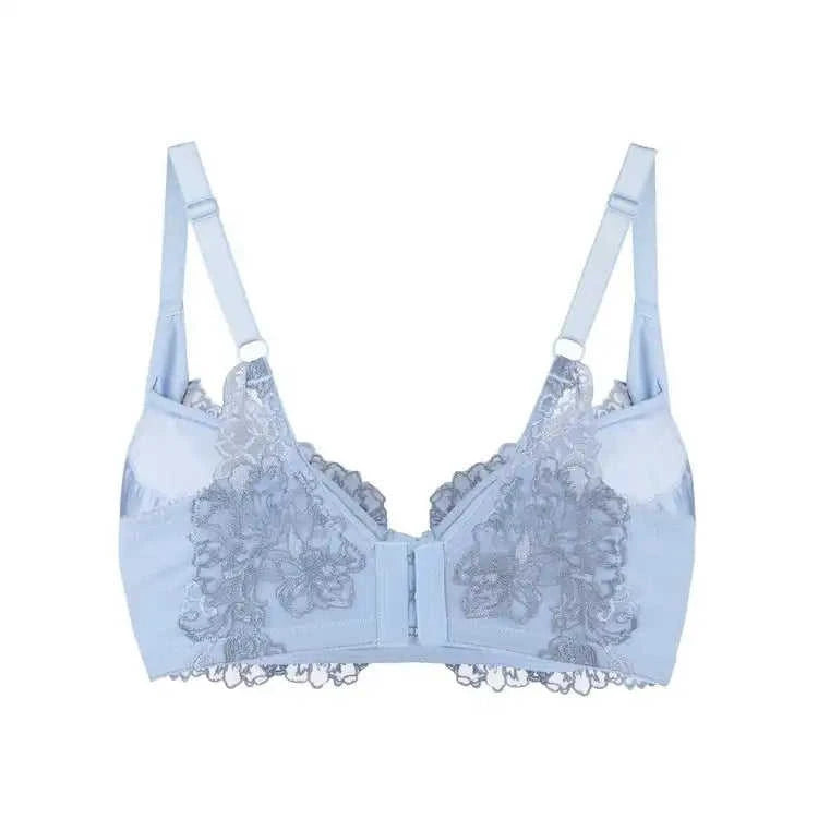 Ashley Embroidery Silk & Organic Cotton Supportive Plunge Bra Eco My Home Bras Salty Season LLC ecomyhome.store United States