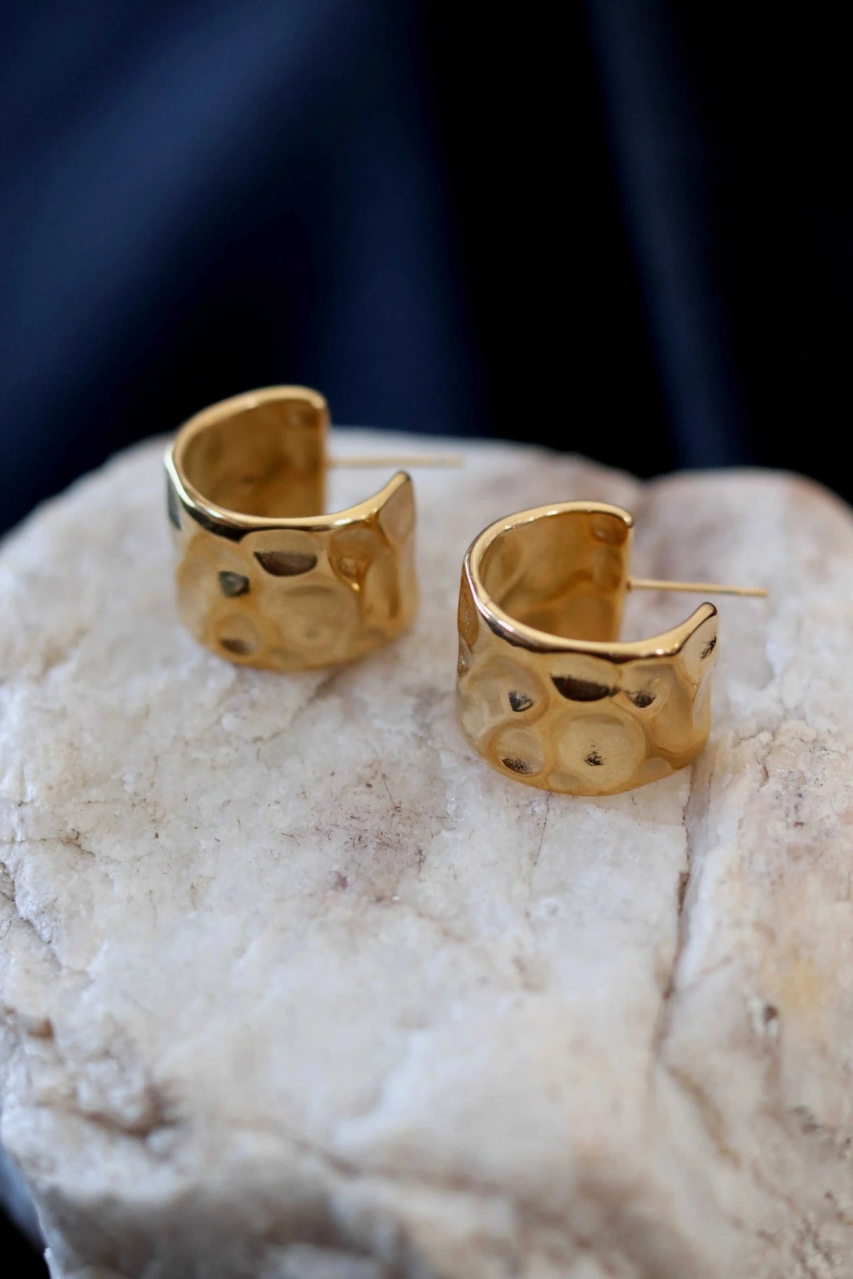 Avery Hoops - Wide Hammered Gold Hoop Earrings – 18K Gold Plated Stainless Steel Waterproof Statement Hoops Eco My Home  cedarandcypress ecomyhome.store United States