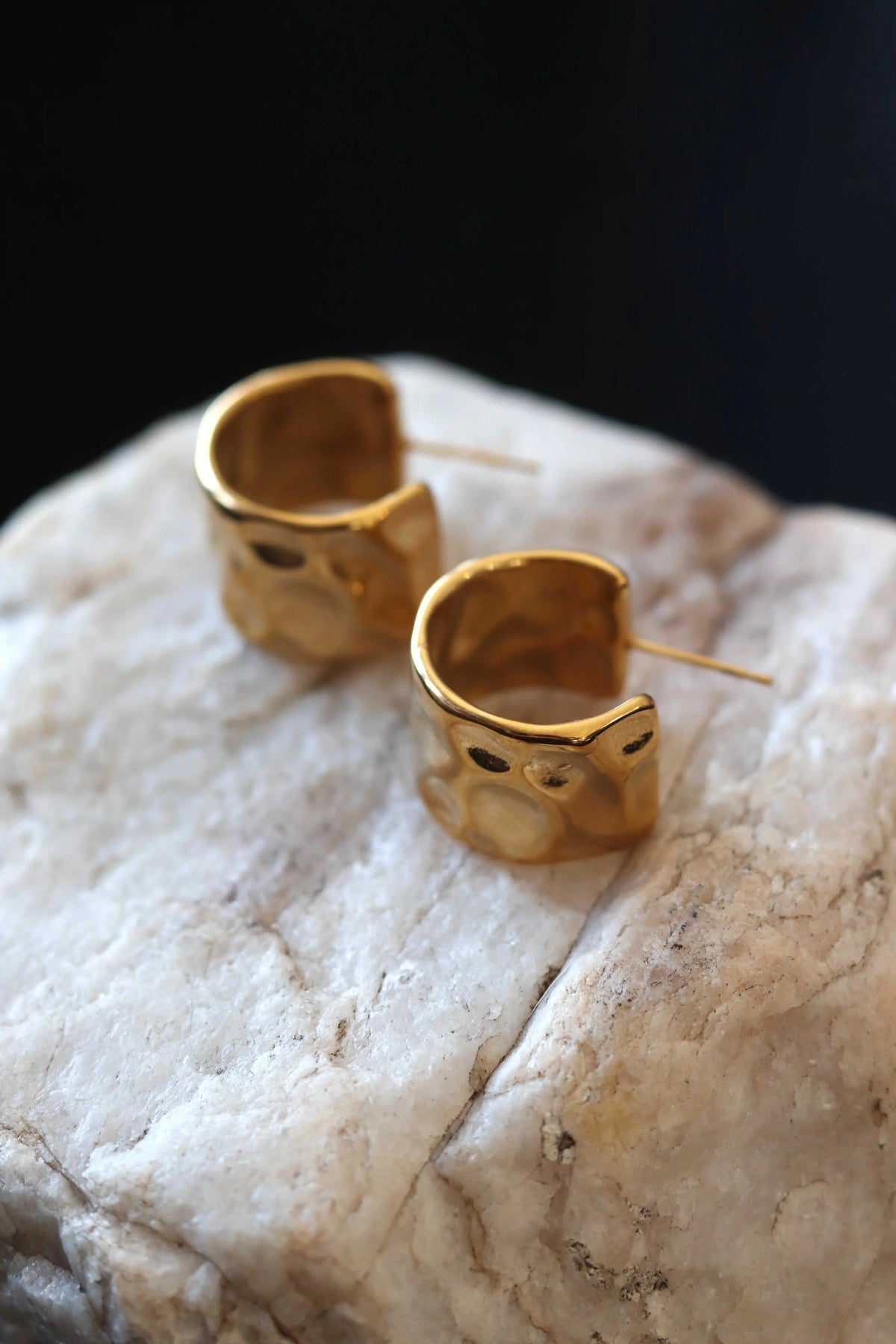 Avery Hoops - Wide Hammered Gold Hoop Earrings – 18K Gold Plated Stainless Steel Waterproof Statement Hoops Eco My Home  cedarandcypress ecomyhome.store United States