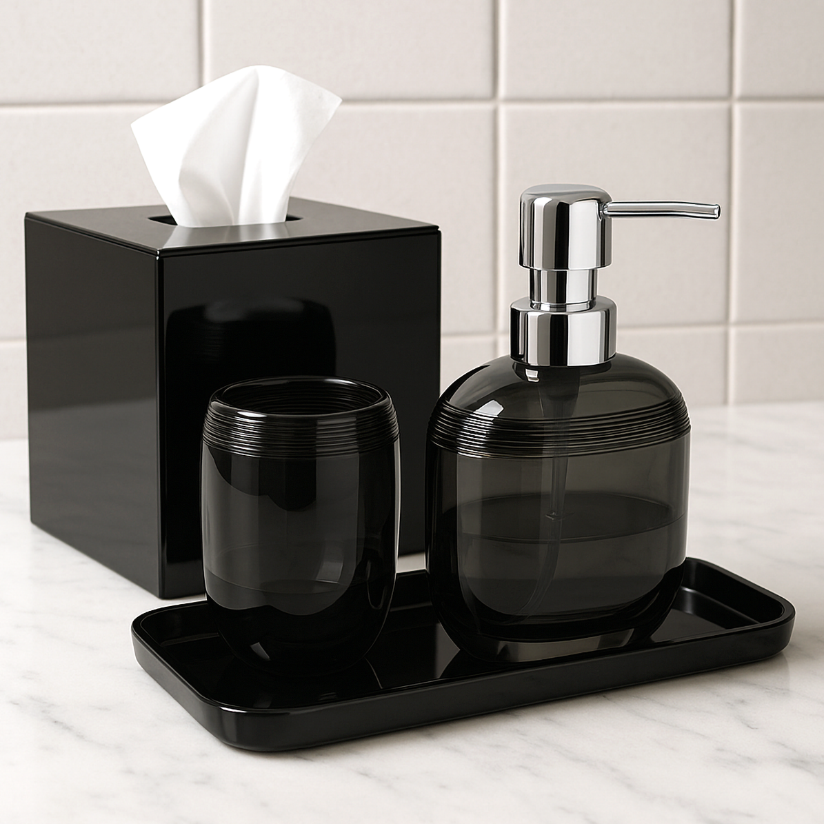 The Aurik Collection – Elegant Modern Bathroom Décor Accessories Set of 4